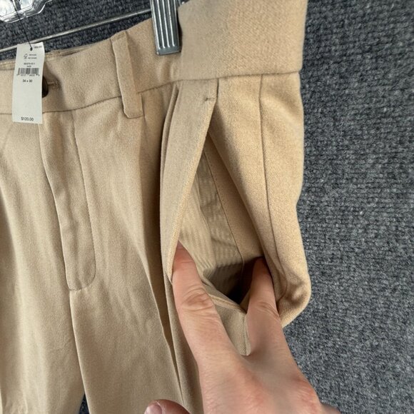 NWT Banana Republic Brushed Pleated Pant Men 34x30 Tapered Leg Relaxed Fit - Picture 11 of 16